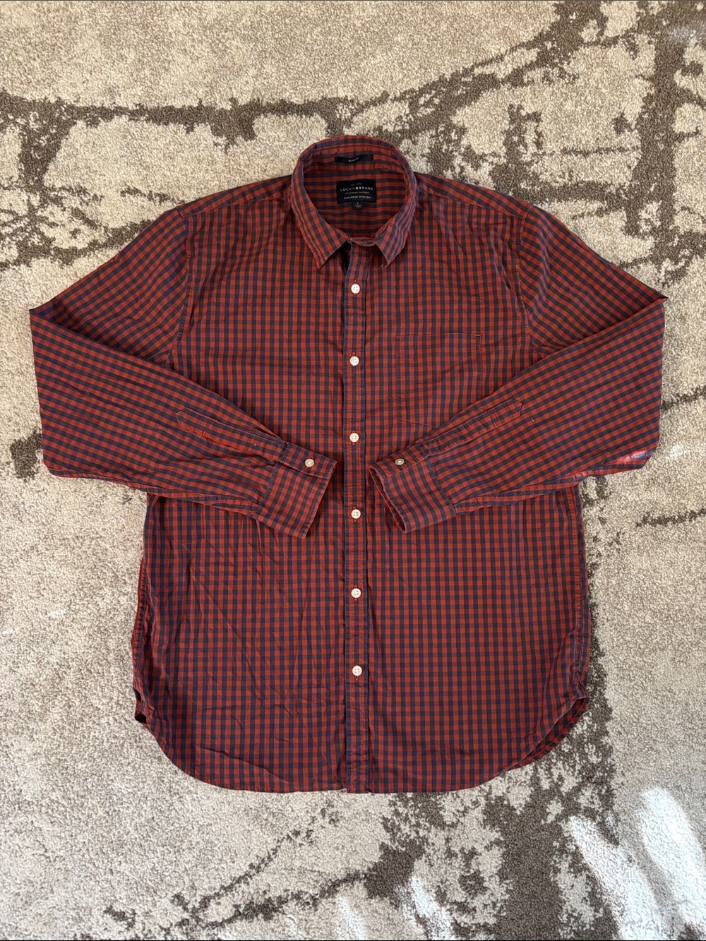 Lucky Brand - men's long-sleeve button-down  classic gingham plaid!!